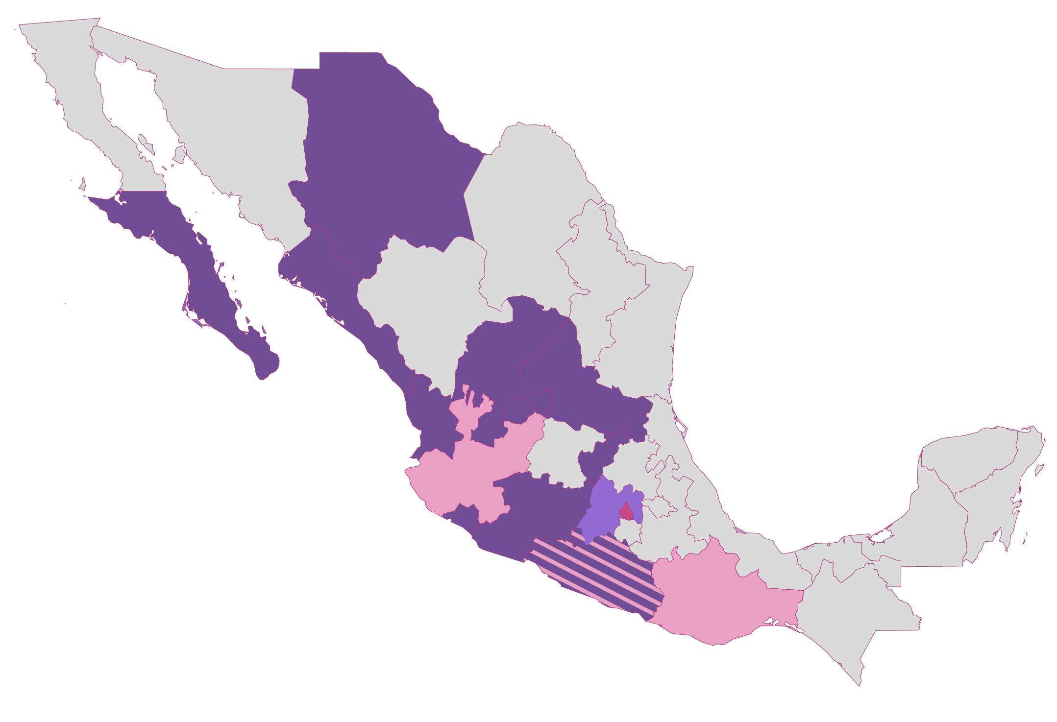 Mapa de entidades con voto desde el extranjero en las Elecciones 2027